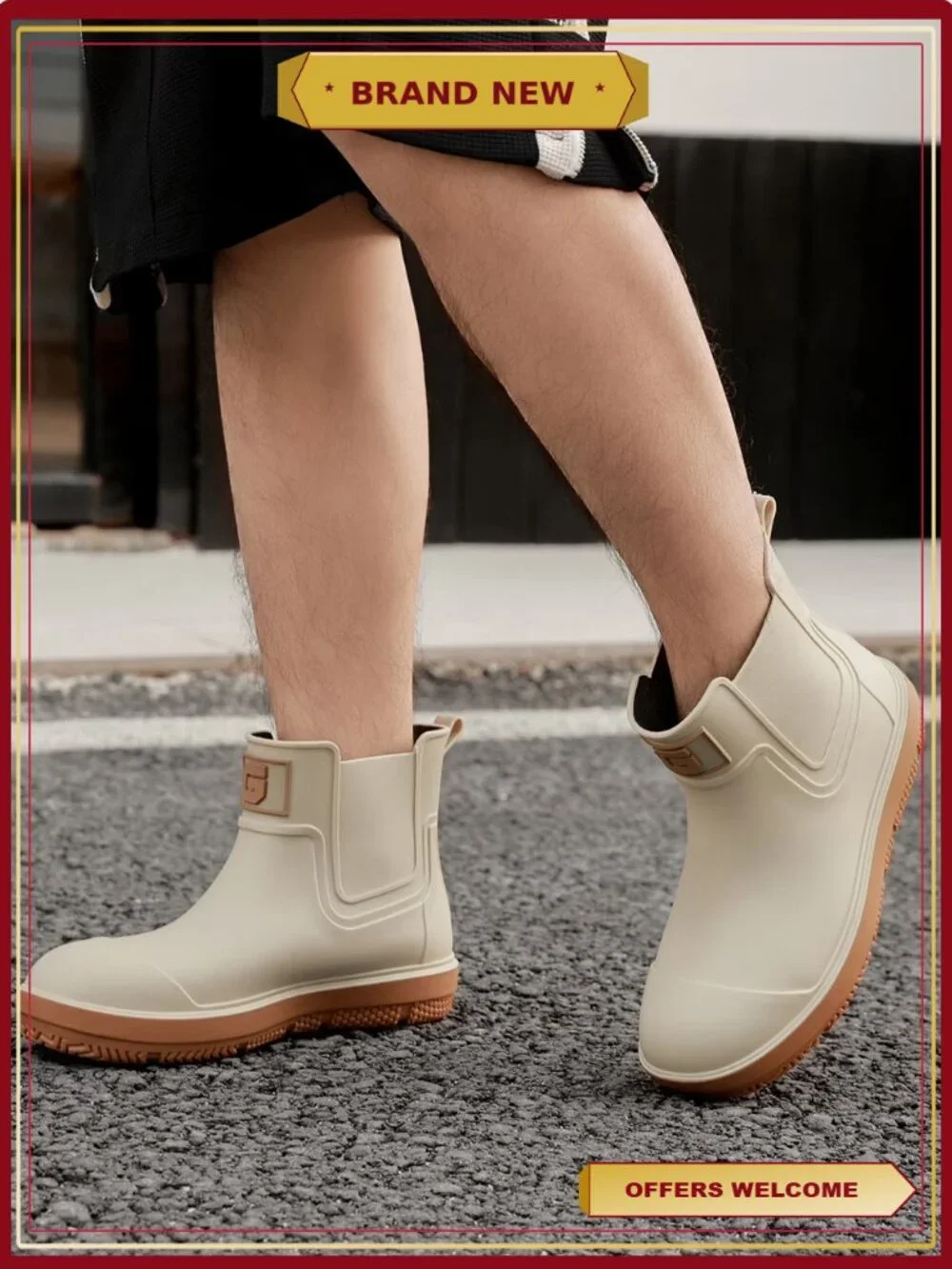 Waterproof Rubber Chelsea Rain Boots Men Women Unisex